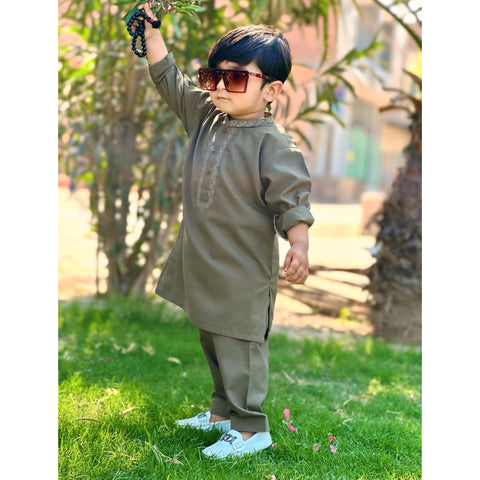TBS - Kurta Shalwar - Wash N Wear - Mehndi