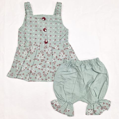New Sweet - Frock - Circles & Flowers - Green