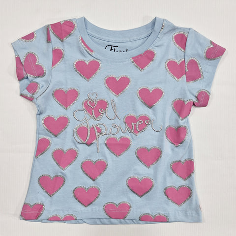 Floral - Cropped T-Shirt - Hearts - Blue