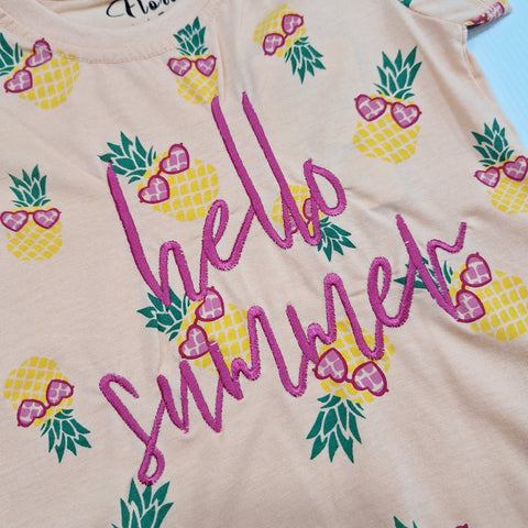 Floral - Cropped T-Shirt - Pineapple - Peach