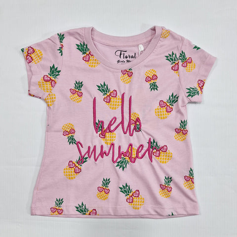 Floral - Cropped T-Shirt - Pineapple - Pink