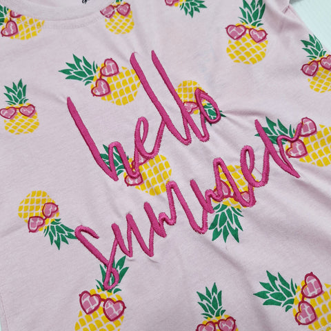 Floral - Cropped T-Shirt - Pineapple - Pink