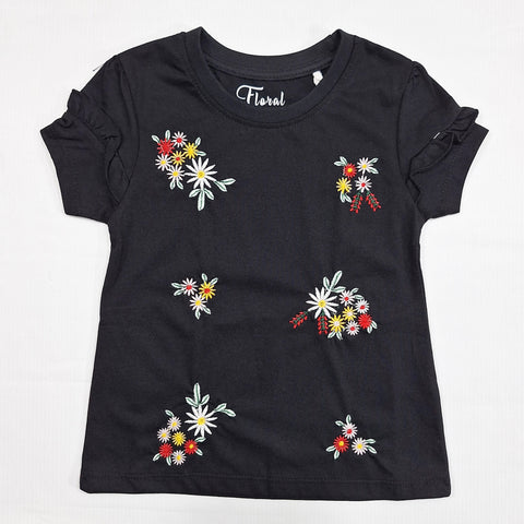 Floral - Cropped T-Shirt - Floral - Black