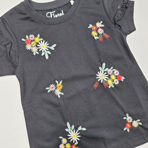 Floral - Cropped T-Shirt - Floral - Black