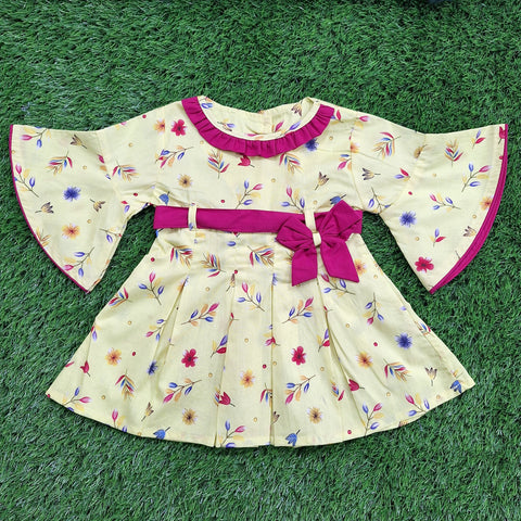 Pink & Pink - Frock - Vol 05-25 - Yellow - Flowers & Leaves