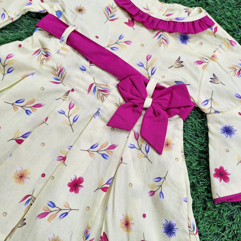 Pink & Pink - Frock - Vol 05-25 - Yellow - Flowers & Leaves