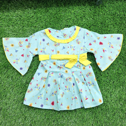 Pink & Pink - Frock - Vol 05-25 - Green - Flowers & Leaves