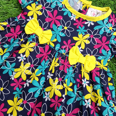 Pink & Pink - Frock - Vol 05-25 - Navy Blue - Colorful Flowers