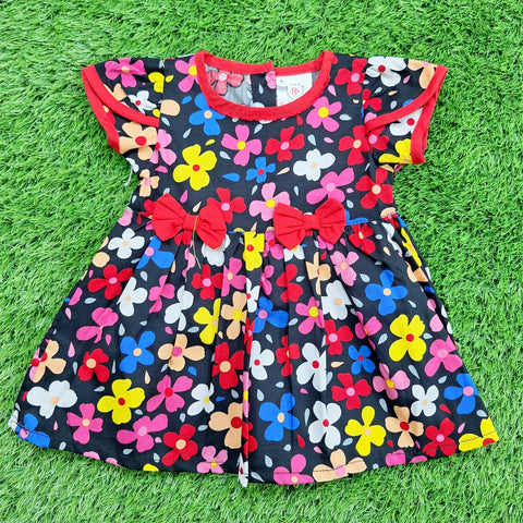 Pink & Pink - Frock - Vol 05-25 - Black - Multi Flowers