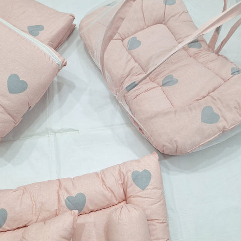 8 Pieces Bedding Set - Vol 05-25 - Pink - Big Hearts