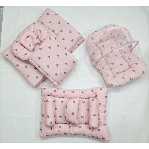 8 Pieces Bedding Set - Vol 05-25 - Pink - Hearts