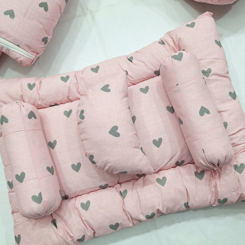 8 Pieces Bedding Set - Vol 05-25 - Pink - Hearts