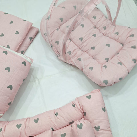 8 Pieces Bedding Set - Vol 05-25 - Pink - Hearts