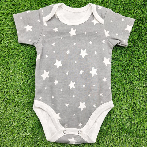 TBS - Pack of 3 - Short Sleeve Bodysuits - Grey - Stripes & Stars