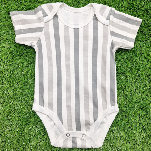TBS - Pack of 3 - Short Sleeve Bodysuits - Grey - Stripes & Stars