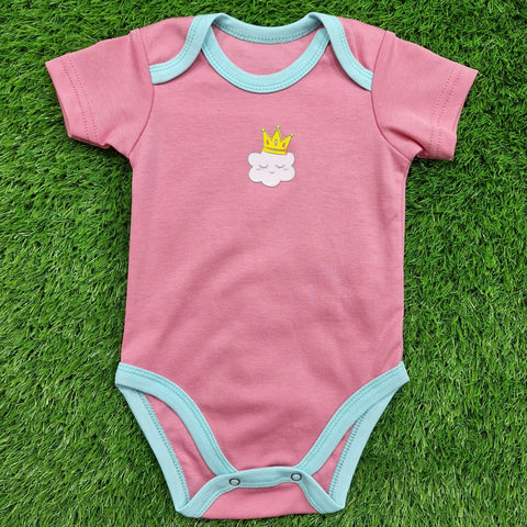 TBS - Pack of 3 - Short Sleeve Bodysuits - Pink - Crown & Donuts