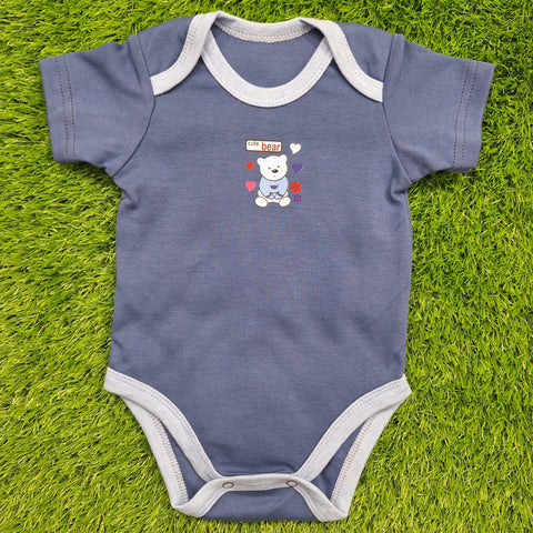 TBS - Pack of 3 - Short Sleeve Bodysuits - Blue - Bear & Circles