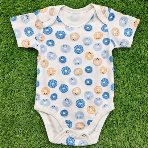 TBS - Pack of 3 - Short Sleeve Bodysuits - Blue - Bear & Donuts
