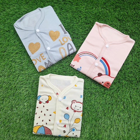 3 Pack - Newborn Night Suits - Yellow Pink Grey - Characters - 25