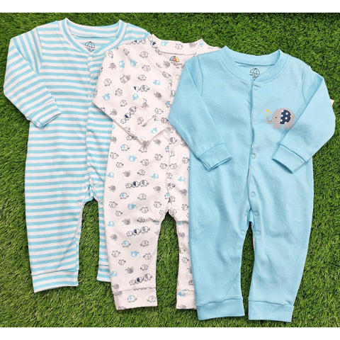 BRL - Pack of 3 - Sleep Suits - Blue - Lining