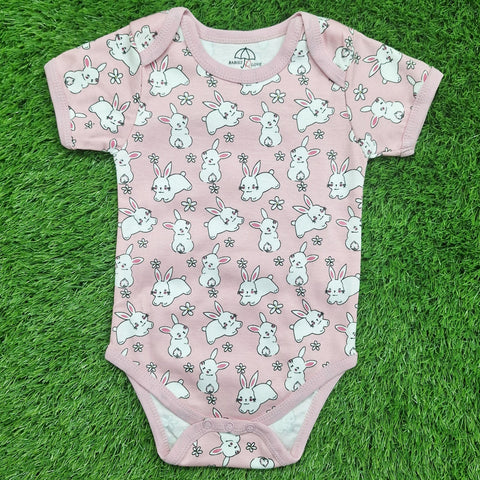BRL - Pack of 3 - Short Sleeve Bodysuits - Pink - Rabbit