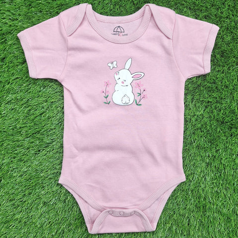 BRL - Pack of 3 - Short Sleeve Bodysuits - Pink - Rabbit