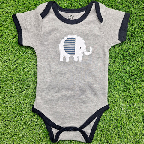 BRL - Pack of 3 - Short Sleeve Bodysuits - Navy Blue - Elephant