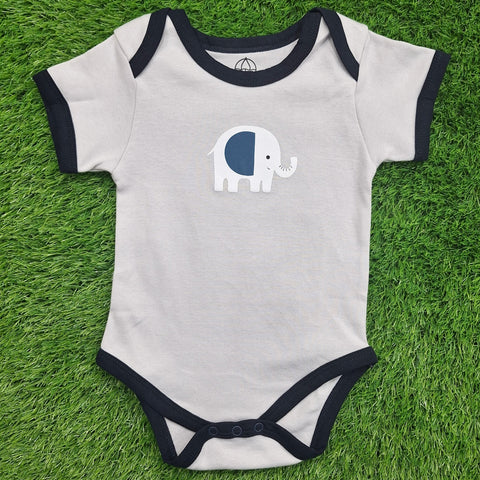 BRL - Pack of 3 - Short Sleeve Bodysuits - Blue - Elephant