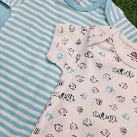 BRL - Pack of 3 - Short Sleeve Bodysuits - Blue - Lining
