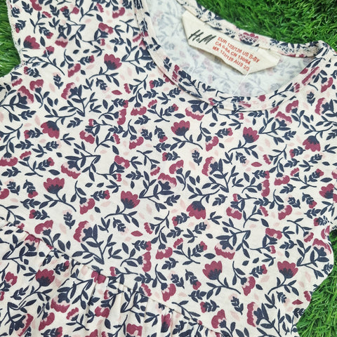 HM - Cotton Jersey - Frock - Vol 05-25 - Peach - Flowers