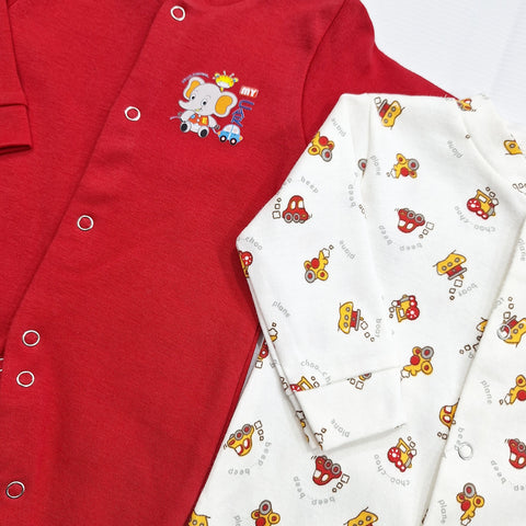 TBS - Pack of 2 Sleep Suits - Vol 02-25 - Red & Car