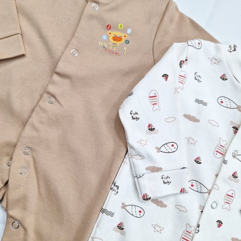 TBS - Pack of 2 Sleep Suits - Vol 02-25 - Brown & Fish