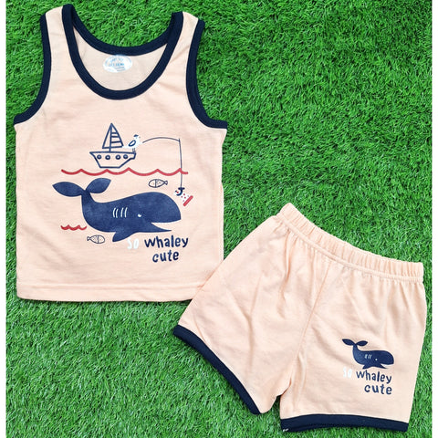Sando & Shorts - Peach - Whale