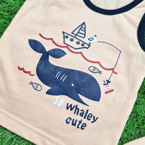 Sando & Shorts - Peach - Whale