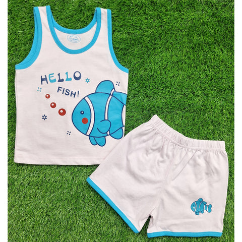 Sando & Shorts - Pink - Fish
