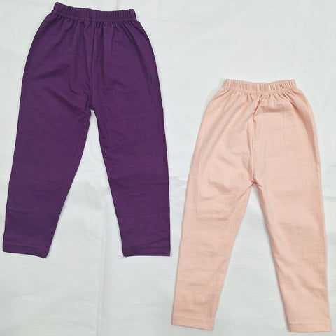 Pack of 2 - Plain - Trouser Tights - Peach & Purple