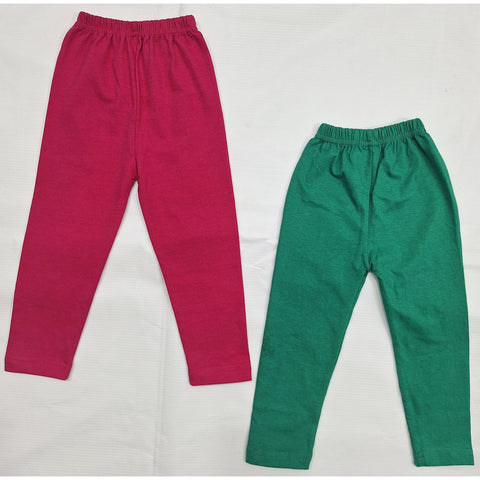 Pack of 2 - Plain - Trouser Tights - Green & Pink