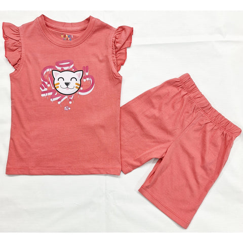 TBS_BRL - T-Shirt & Shorts - Pink - Funny Cat