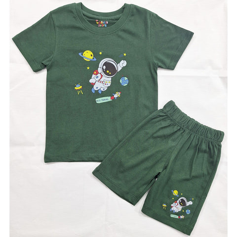 TBS_BRL - T-Shirt & Shorts - Green - Astronaut