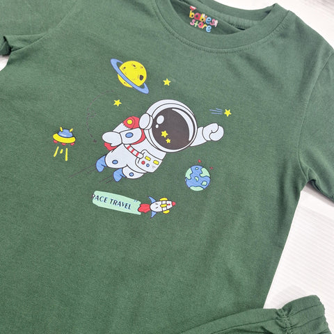 TBS_BRL - T-Shirt & Shorts - Green - Astronaut