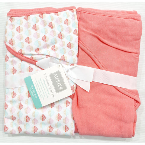 Aifeier - Pack of 2 - Hooded Cotton Wraps - Cupcake