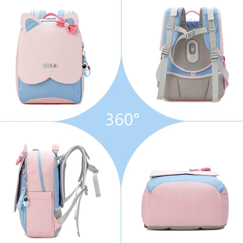 LISINUO - Signature School Bag - Pink & Blue