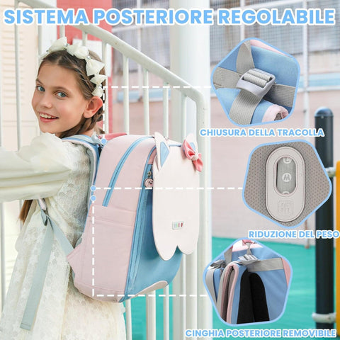 LISINUO - Signature School Bag - Pink & Blue
