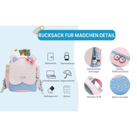 LISINUO - Signature School Bag - Pink & Blue