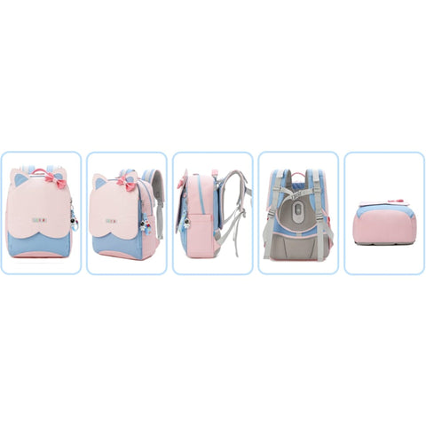 LISINUO - Signature School Bag - Pink & Blue