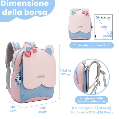 LISINUO - Signature School Bag - Pink & Blue