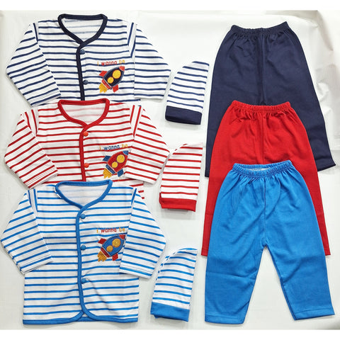 Kiddy's - Pack of 3 - Newborn Night Suits - Lining