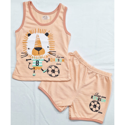 Sando & Shorts - Peach - Lion