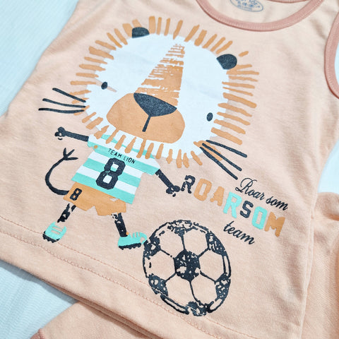 Sando & Shorts - Peach - Lion
