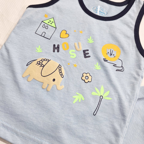 Sando & Shorts - Light Blue - Elephant